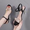 Comemore Vintage Rivet Sandals for Women's New Summer Belt Buckle High Heel Roman Sandales Femme Square Toe Sexy Sandalias Mujer