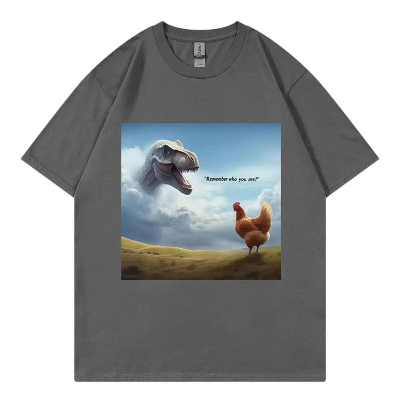 Denk daran, wer du bist! Dinosaurier Huhn Lustige T-Shirts High Street Mode Trend T-Shirt Männer Frauen Lässige Kurzarm T-Shirts