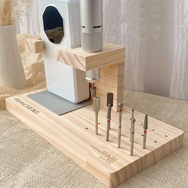 1pcs Nail Drill Machine Bits Wooden Holder Durable For Nail Training Nail Art Accessories DIY Manicure Tools Box Display Box