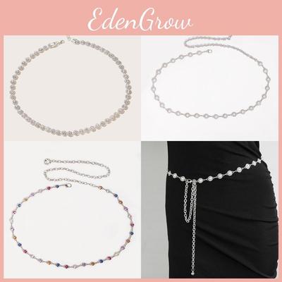 Kwiatowo-Perłowy Łańcuszek na Talię dla Kobiet z Wielokolorowymi Kryształami na Wiosenną Formalną Kreację
