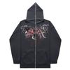Unisex Fleece Hoodie Sweater Gothic High Street Full Zip Oversized Coat Men's and Women's Streetwear Y2