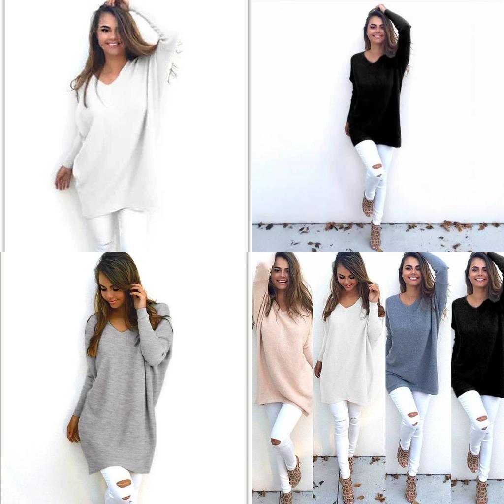 Sweet Girly Vneck Pullover Long Sleeve Top Womens Slim Fit Polyester Autumn Casual