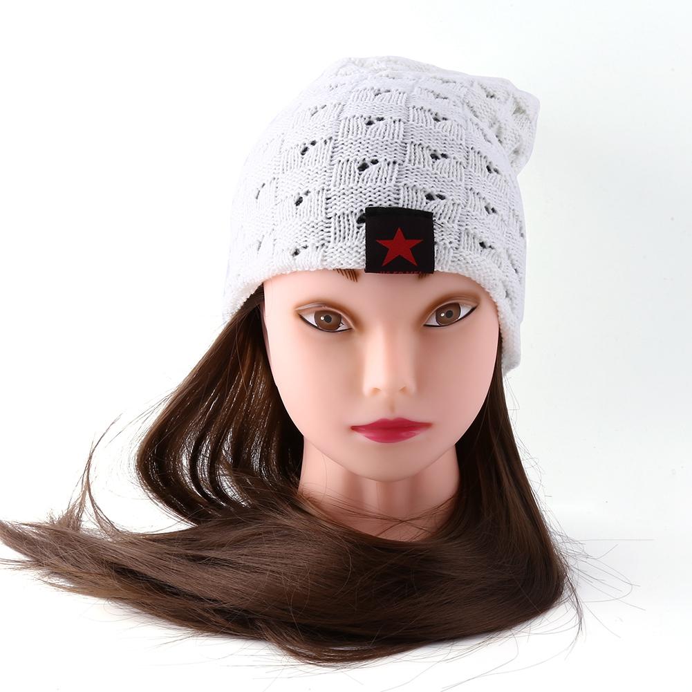 Star Men Slouch Skull Oversize Long Beanie Women Baggy Cap Crochet Knit Ski Hat White