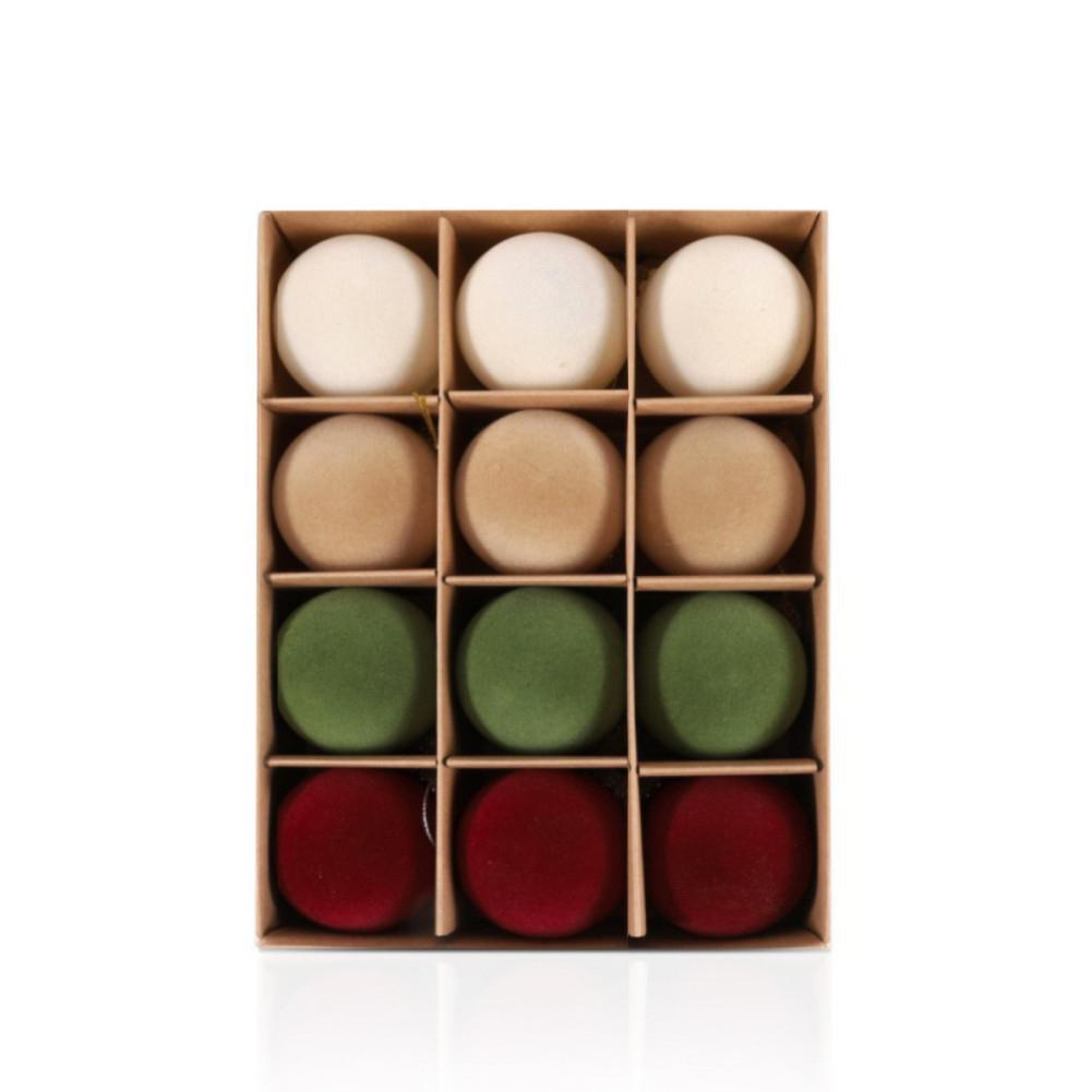 

12 шт./16 шт. Рождественские шары Четырехцветный флокированный рождественский декоративный шар 12pcs