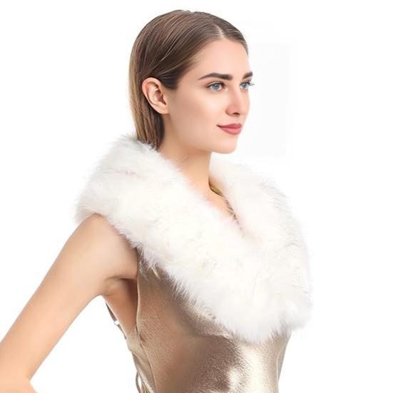Faux Fur Scarf with Velvet Lining Invisible Fur Clip Artificial Fur Shawl Dresses Coats Fake Collar Neck Scarf