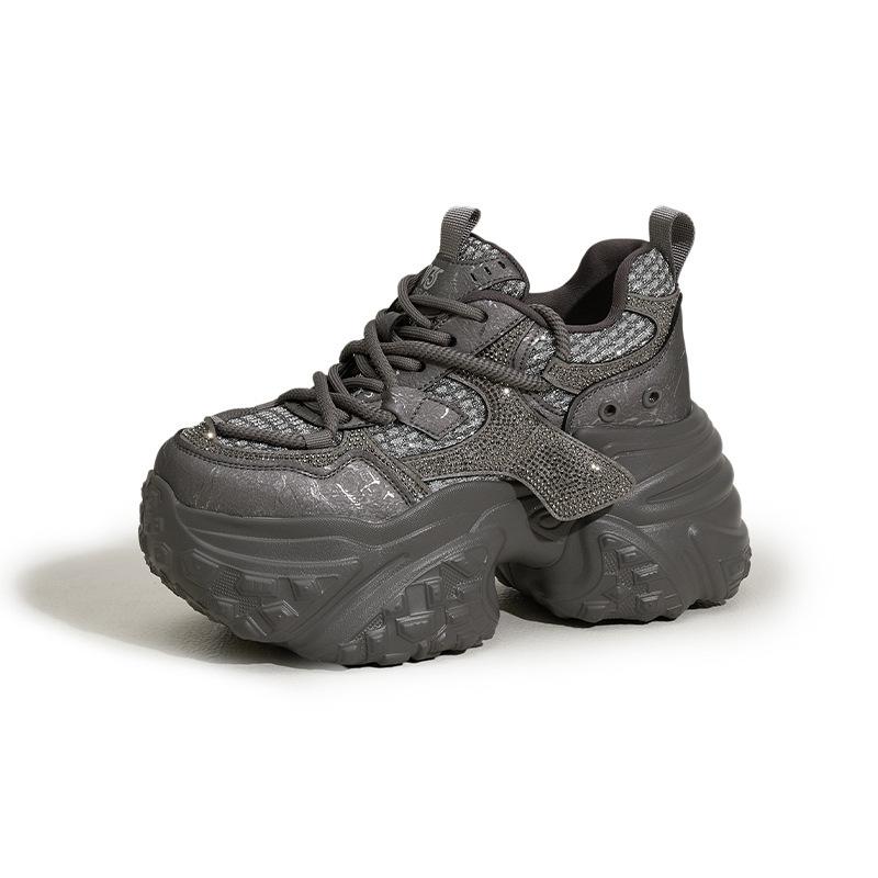 Red Dad Shoes Women's Autumn and Winter New Small Casual Shoes Versatile Rhinestone Thick-soled Inner Height-increasing Women's Shoes