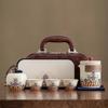 Ru Kiln Blue and White Travel Tea Set Portable Business Event Gifts Ceramic Brewing Teapot Kuaike Cup