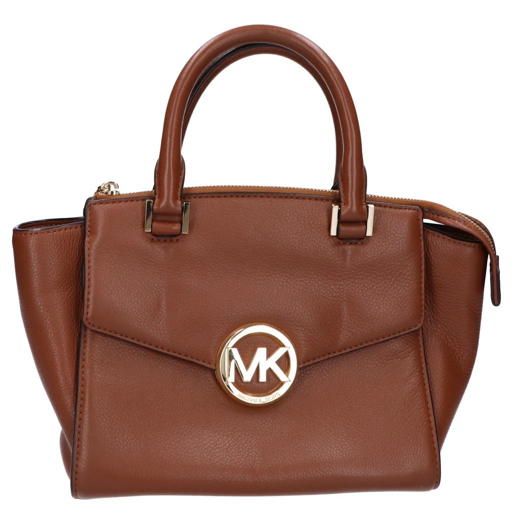 MICHAEL KORS 35H4GHUS2L Hudson Medium Satchel with MK Logo, 2-Way Handbag BrownUsed