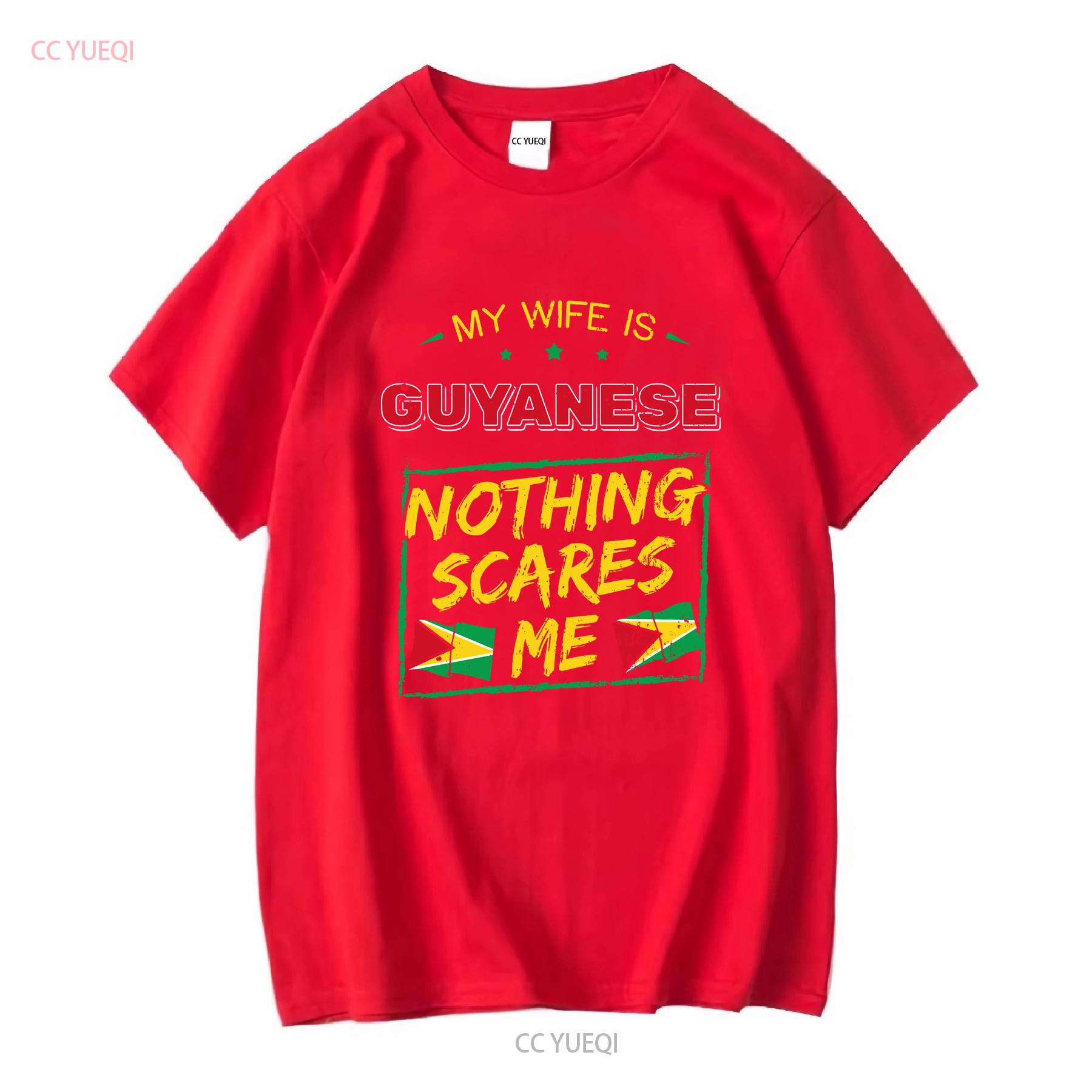 My Wife Is Guyanese Nothing Scares Me T Shirt Flag Of Guyana Design Anniversary For Husband Funny Marriage vintage Washed Soft S