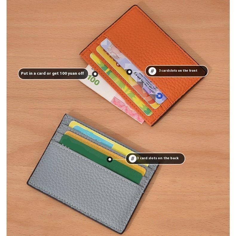 Ultra-Thin Genuine Leather Business Card Holder Compact Wallet Simple Design Top Layer Cowhide Single-Piece Card Sleeve High-End