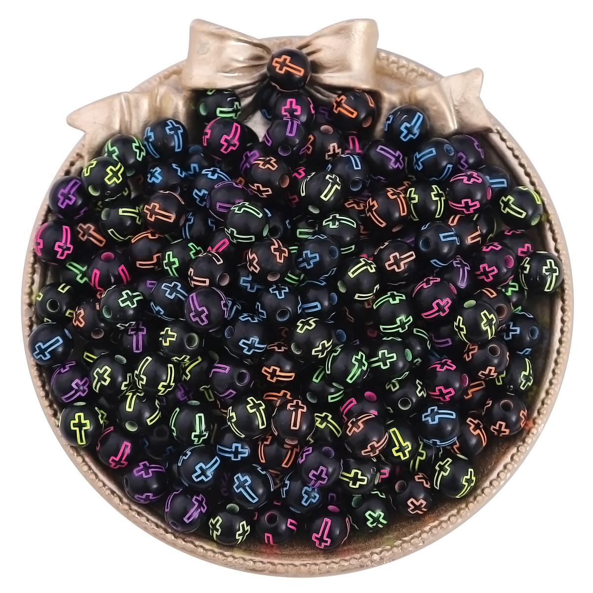 

100 шт. 8 мм акриловые бусины с крестообразным узором свободные бусины-разделители для изготовления ювелирных изделий