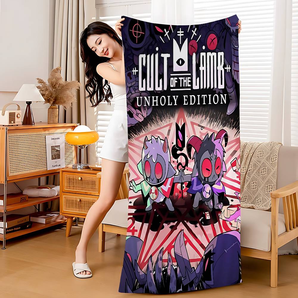 Game Cult Of The Lamb Microfiber Blanket Quick Drying Beach Towels Oversized Printing Super Absorbent Pool Towel Blanket