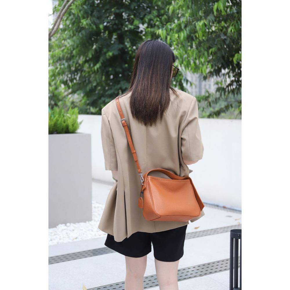 Bag Genuine Leather Women's Niche High-end Feeling Boston Large Capacity Soft Casual Crossbody Tote