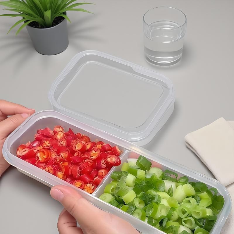 Refrigerator Storage Box Packed Meal Crisper Food Grade Plastic Sealed Food Meat 2/3-Compartment Refrigerated Storage