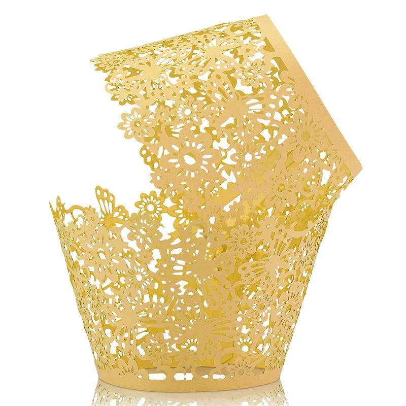 50 Pcs Laser Cut Hollow Cupcake Wrappers Baby Shower Muffin Cupcake Baking Cups Wedding Birthday Party Cake Decoration