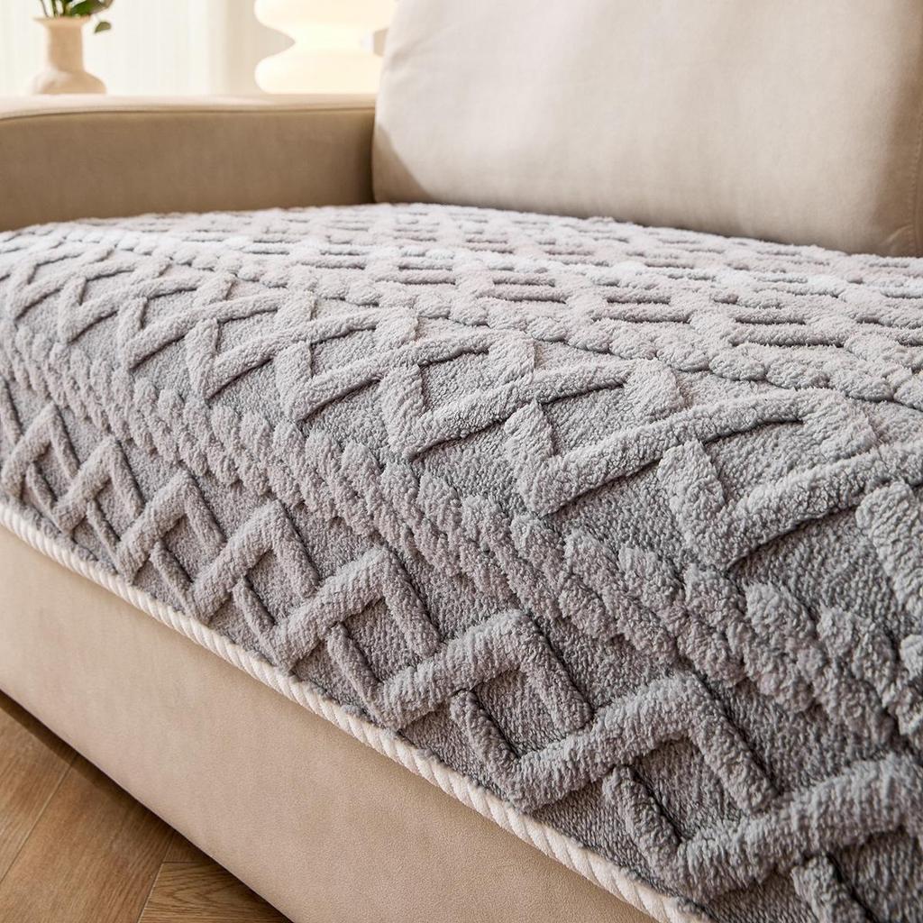 Winter Plush Sofa Cushion Set - Modern Anti-Slip Thickened Cover