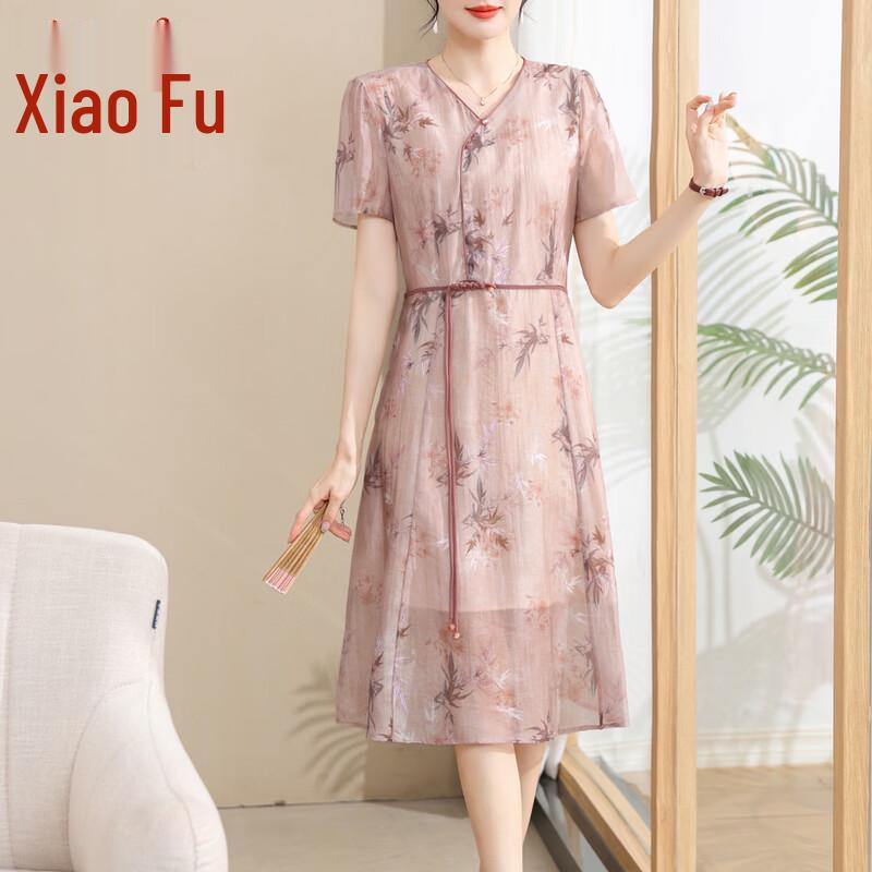 Women s New Chinese Style Short Sleeve A-Line Dress XL