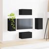 TV Cabinet Set 4 Pcs Black Particleboard