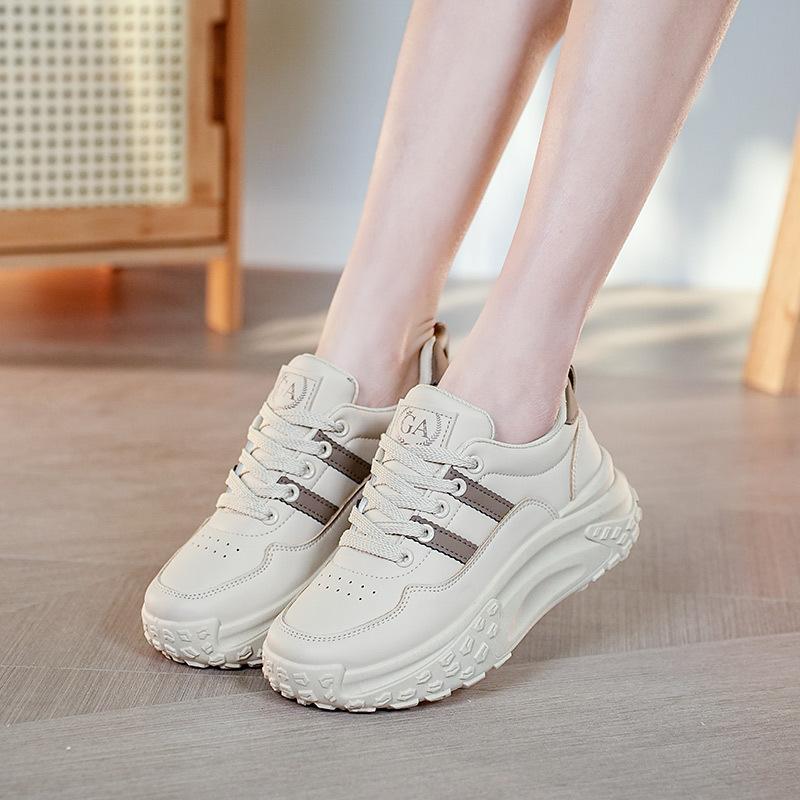 

Обувь для папы, женская, весенняя, новая, на толстой подошве, увеличивающая рост, универсальная, повседневная, маленькая белая обувь, универсальная женская обувь, кроссовки-бублики 39