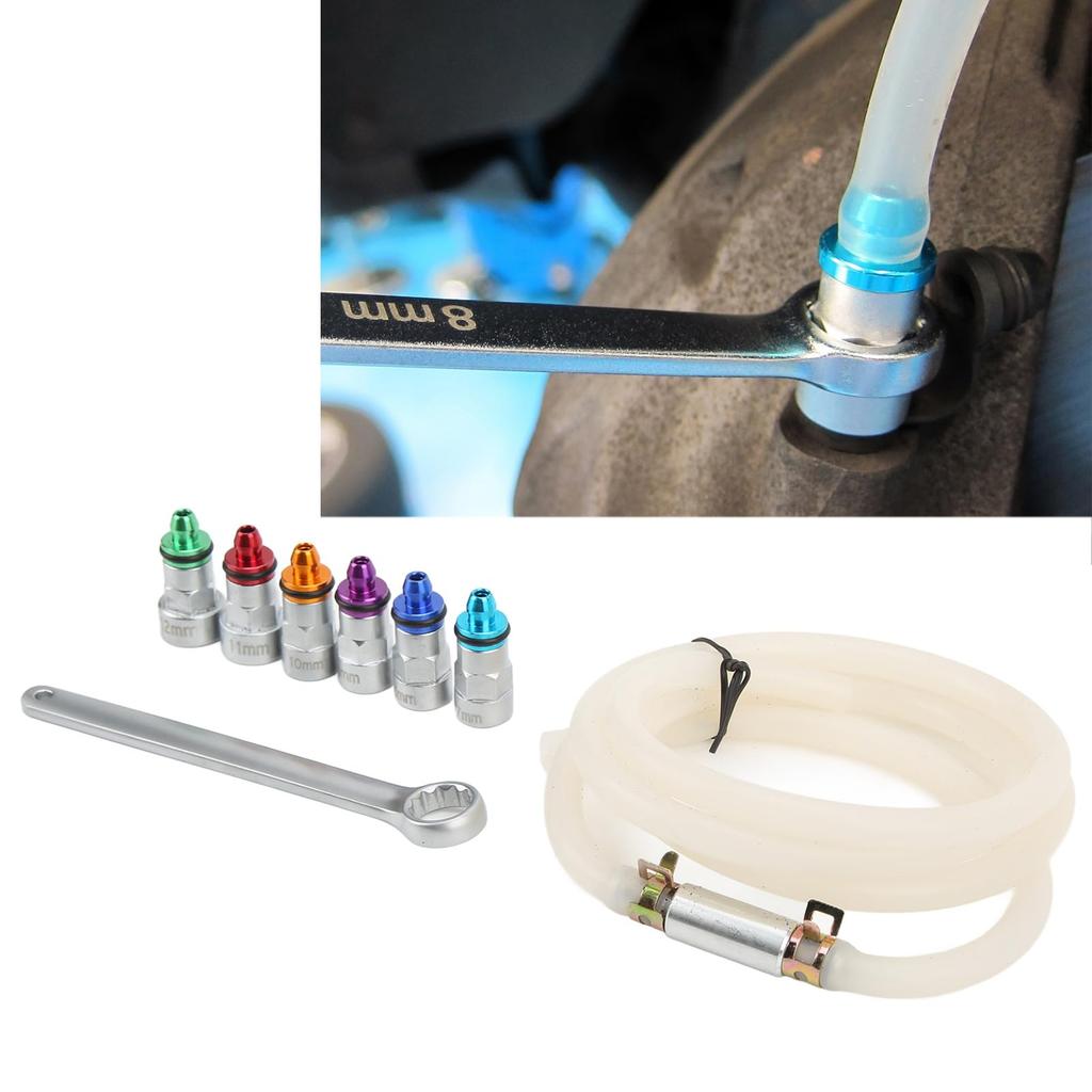 [JP] Brake Bleeder Wrench Kit, Metal Rubber, 7-12mm, No. 6, 1 Drain Hose, for Cars, SUVs, Light Trucks, and Motorcycles