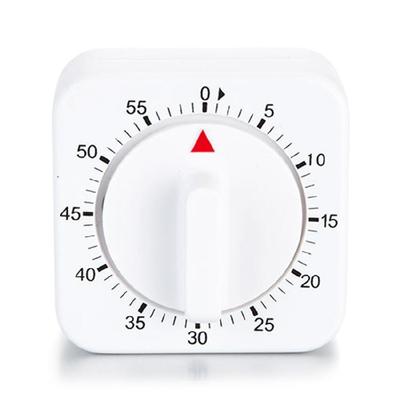 White & Black Square 60 Minute Mechanical Timer Reminder Counting Kitchen Tool