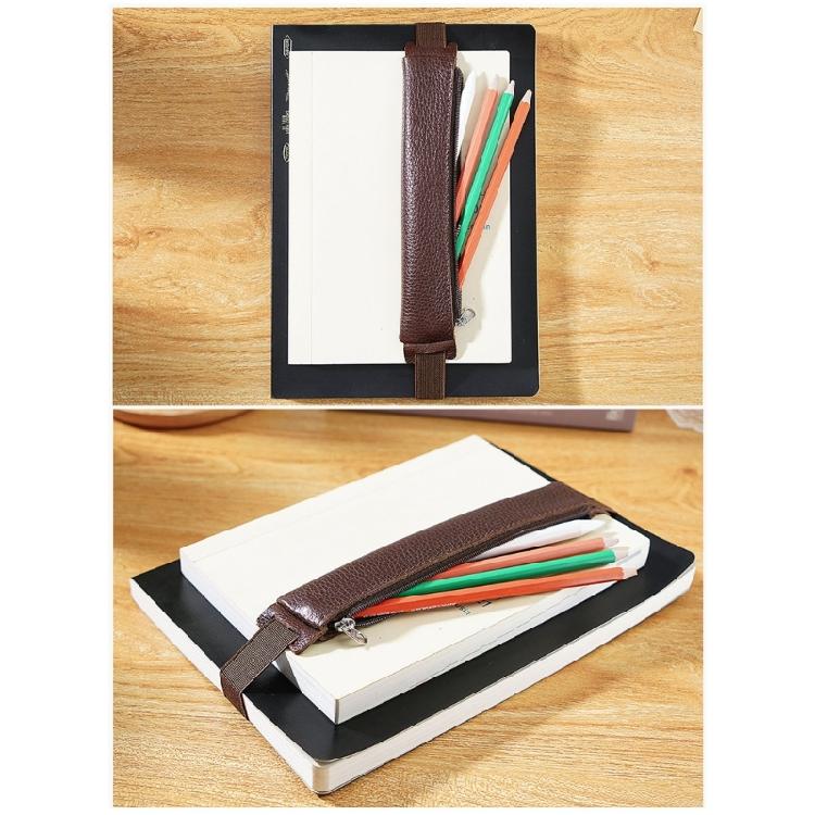 Leather Stylus Sleeve Portable Capacitive Pencil Case with Adjustable Elastic Band for Tablet Notebook Planner Folder
