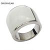 White Opal Ring Stainless Steel Jewelry Wide Silver Color Women Men Wedding Band Size 7 6 10 8 9 Free Shipping