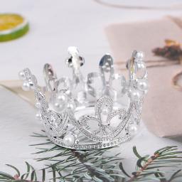 

Mini Crown Cake Decoration Princess Topper Pearl Tiara Children Hair Ornaments for Wedding Birthday Party Cake Decoration