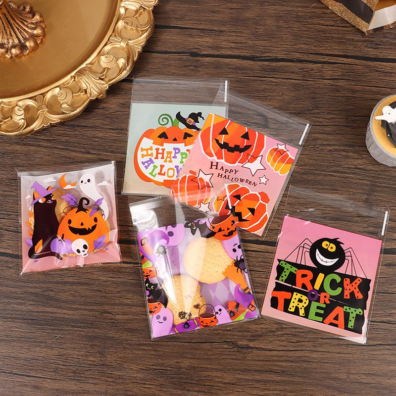 100Pcs 4-In-1 Halloween Candy Packaging Bag Ghost Festival Party Gift Self Sealing Bag Trick Or Treat Snack Food Pouch