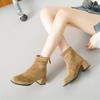 Thick Heel Retro Thin Boots Short Boots Women's 2025 New Autumn and Winter French Velvet Korean Small Ankle Boots Martin Boots