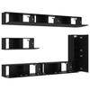 7 Piece TV Cabinet Set Black Oak Effect Particleboard