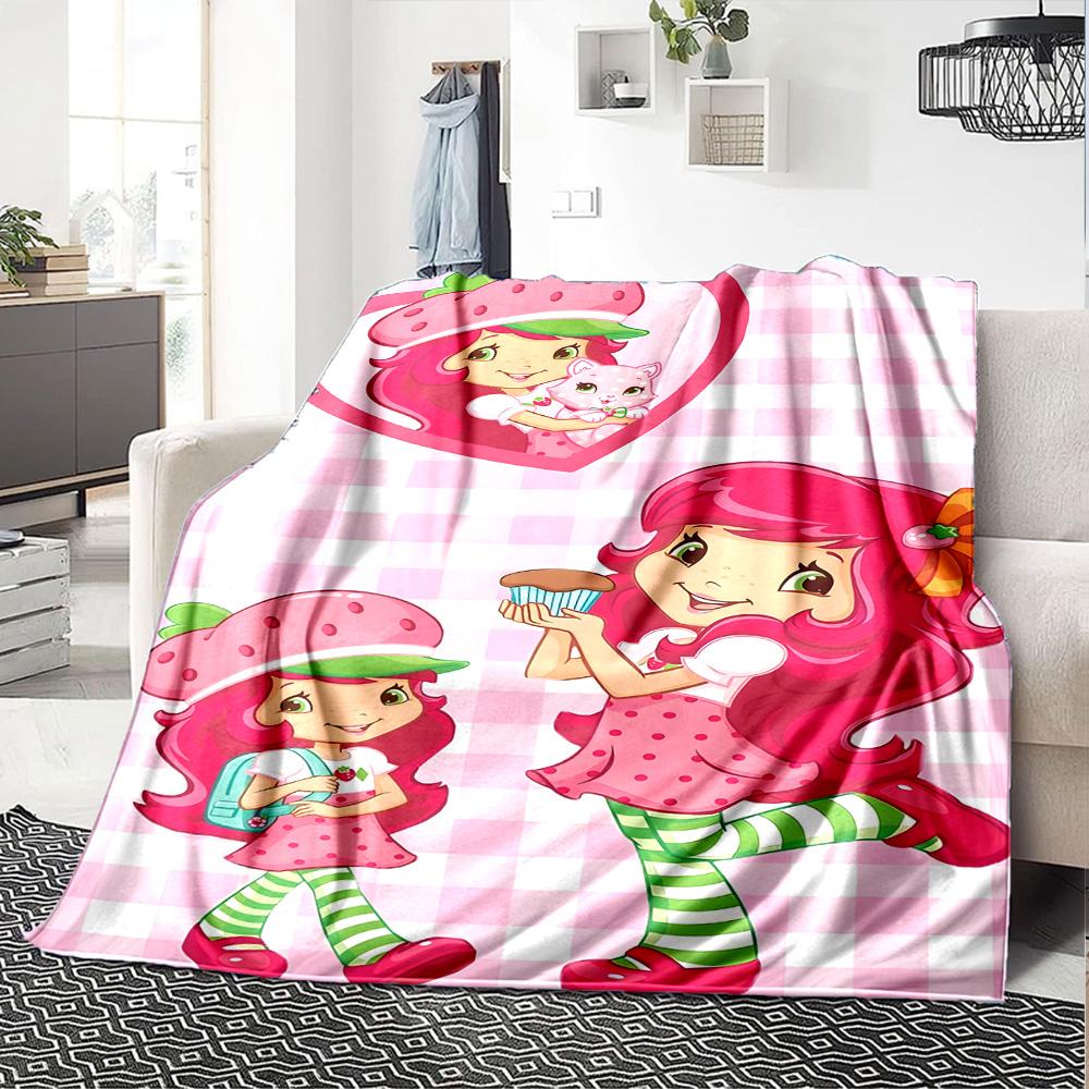 1pc Princess Strawberry10 Blanket, Gift, for Men and Women, Soft Blanket, Good for Sofa Bed Couch Travel, Lightweight Flannel Blanket