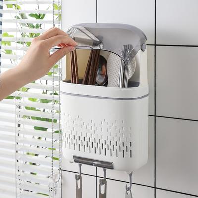 Organisateur d'ustensiles étanche Étagère d'égouttage murale avec couvercle Solution murale