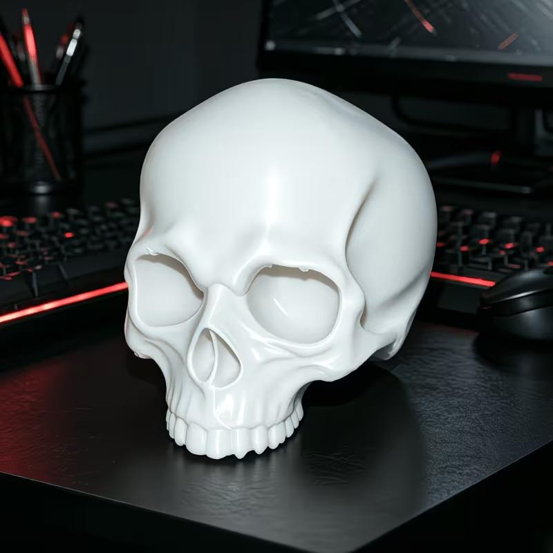 Skull Head Monitor Decoration, Gothic Style Desktop Ornament, Gaming Room Ambiance Pc Accessory, Desktop Decor