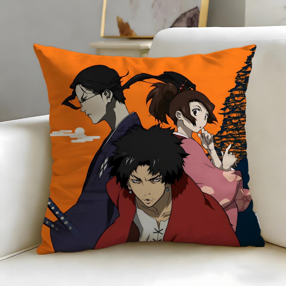 classic anime Samurai Champloo Cushion Cover Soft & Easy-Wash Pillow Case – Versatile for Couch, Bed, Travel and Office