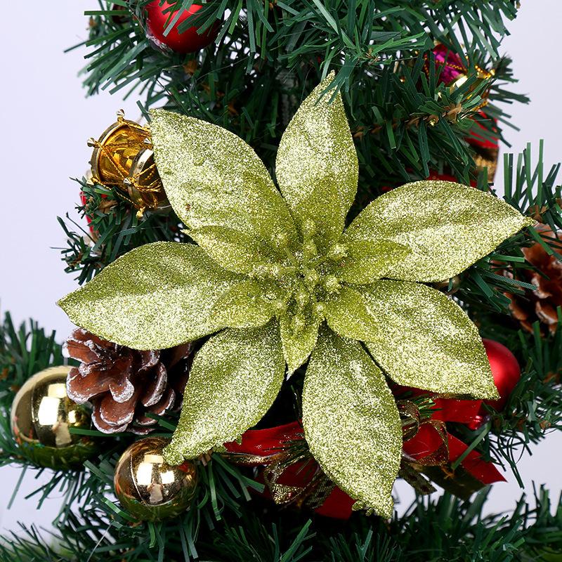 Exquisite Christmas Flowers, Solid Scallion Powder Gold, Silver and Red Flower, Christmas Tree Ornaments, Christmas Wreaths, Rattan, Christmas Decorat