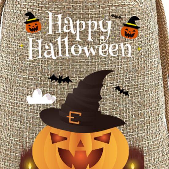 12 Pcs Halloween Treat Bags Burlap Gift Bags Mini Drawstring Candy Bags Pumpkin Pattern Goodie Bags for Halloween Party Favors