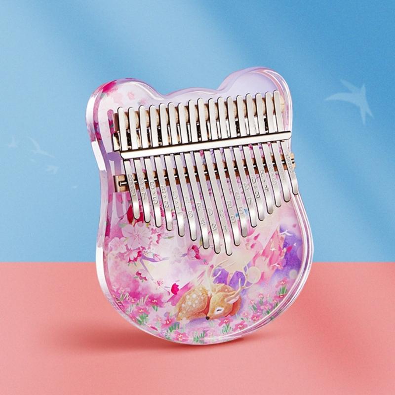 Profession Kalimba 17/21 Keys Thumb Piano with Study Instruction & Tune Hammer Acrylic Finger Piano for Kid Beginners