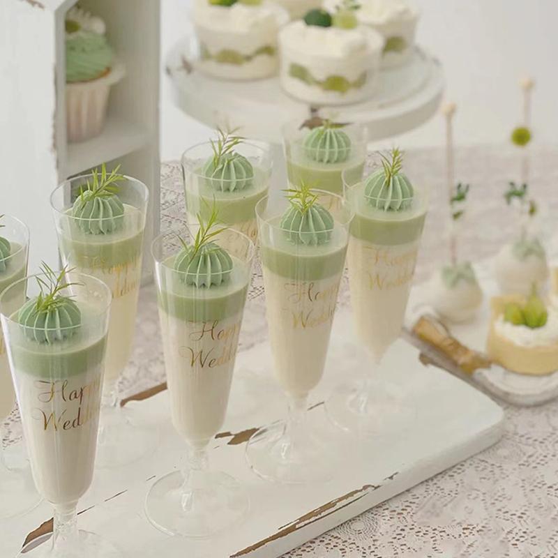10Pcs Transparent Plastic Wine Glass Recyclable Reusable Shatterproof Wine Goblet For Champagne Dessert Beer Pudding Party