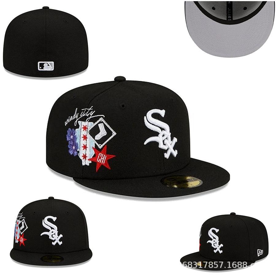 SOX Non-adjustable baseball cap, fully enclosed, hip-hop cap for street dance, backwards-worn, flat-brimmed cap, team wholesale