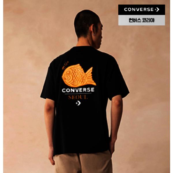 Converse Seoul CiTy Бунгеоппан Принт на спине Футболка Оверсайз Черный Mch647 023 90