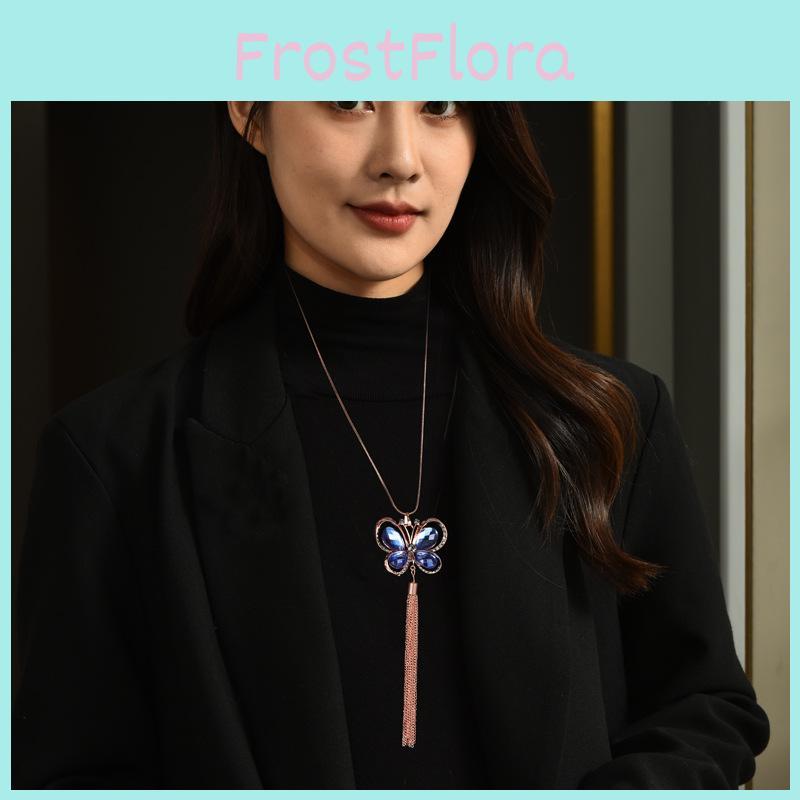 Elegant Long Butterfly Crystal Necklace For Women Stylish Fall Fashion Accessories