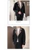 Men's High-End Street Style Wool Coat - Thickened Double-Layer Collar, Color Block Casual Patchwork for Autumn/Winter