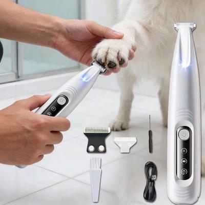 Cordless Pet Foot Trimmer USB Rechargeable Waterproof Cat Paw Shaver Convenient LED Dog Clippers for Grooming Pet Grooming