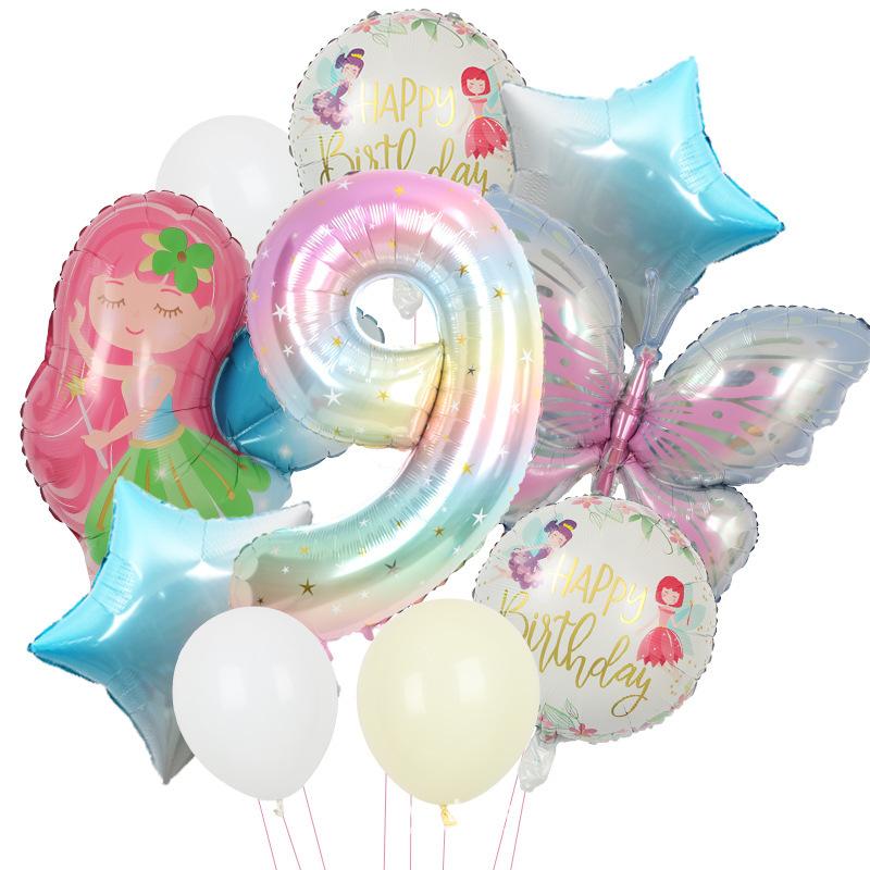 

Звездное небо Градиент Цифровая Бабочка Фея Алюминиевая Пленка Латексный Шарик Набор из 10 штук Детский День рождения Уличные Игрушки Set 9