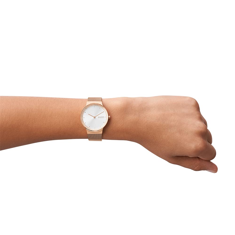 Skagen Dámský quartzový hodinky Freja s řemínkem z nerezové oceli Rose 16, zlatý, (Model SKW3020)