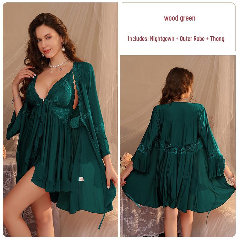 Elegantes Damen Sommer-Camisole-Kleid & Nachthemd-Set mit Spitzenbesatz und Brustpolstern