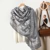 Fashion Women's High-end Sense Retro Printing Thin Silk Scarf Scarf Cotton and Linen Feel Spring and Autumn Warm Sunscreen Scarf