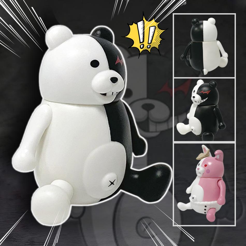 Christmas/New Year Family Gift & Decoration - Monokuma & Pink Monokuma Articulated Action Figure Toy Decoration (Joint Movable)