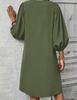 French Style Resort Dress: Spring/Summer 2026, Solid Color, Round Neck, Long Sleeve, Cotton-Polyester Mid-Length.